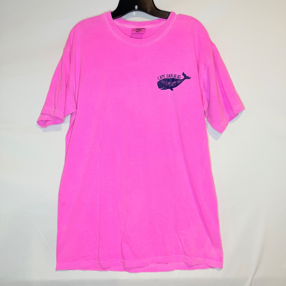 Comfort Colors Cape San Blas Florida Whale Graphic Tee Neon Pink Large